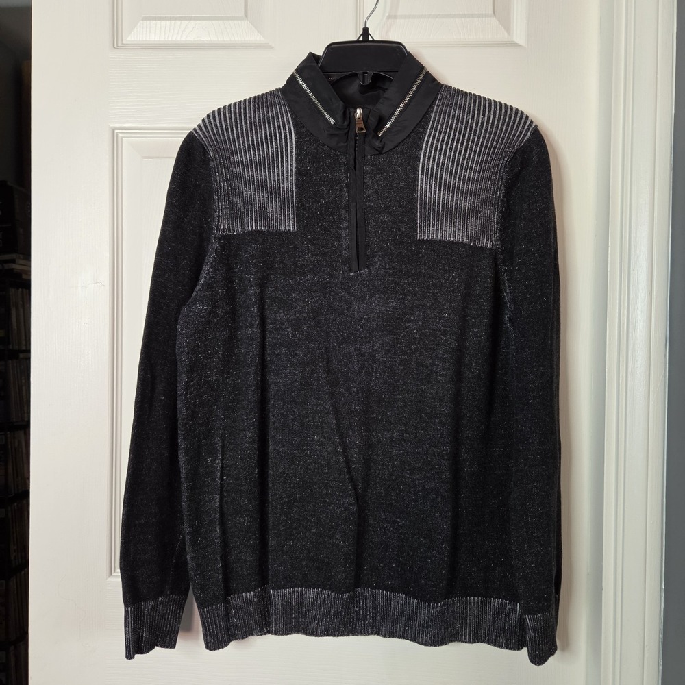 INC Half Zip Sweater Black Gray Semi-formal Office Career Classic Size Large